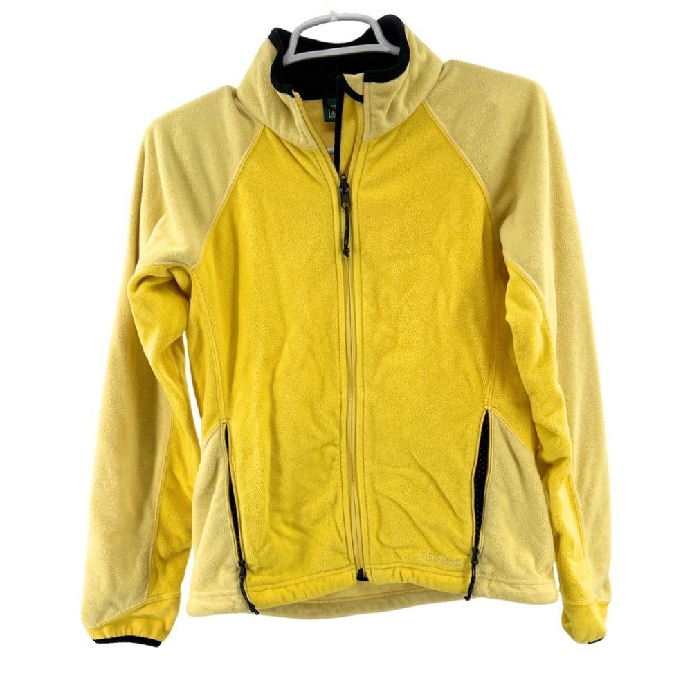 LL Bean 2 toned yellow zip up fleece small outdoors spring activewear